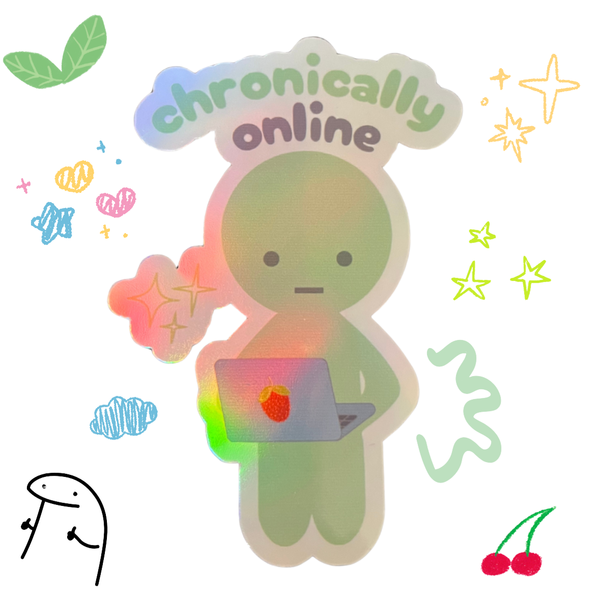 Chronically Online - Holographic Sticker