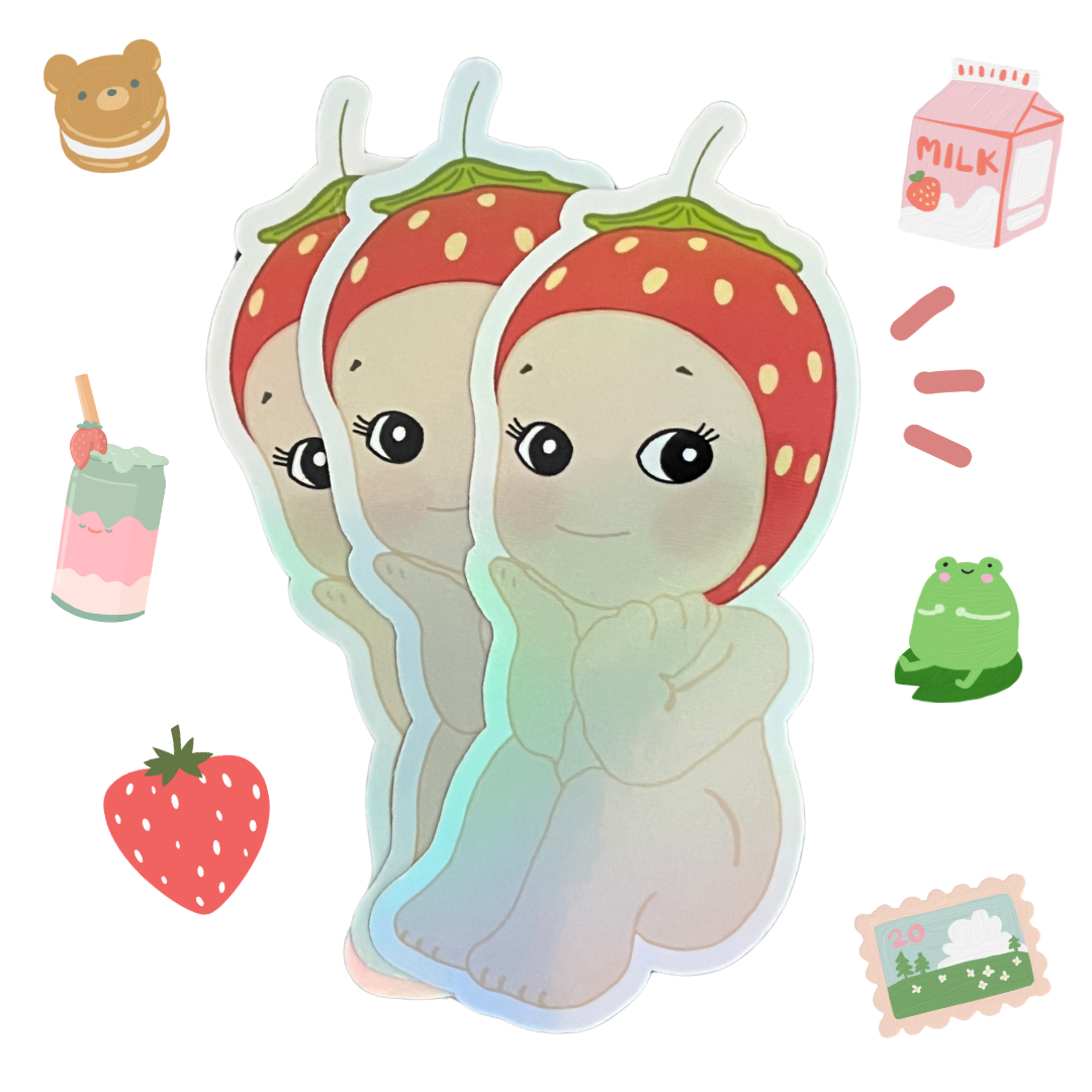 Strawberry Angel - Holographic Sticker