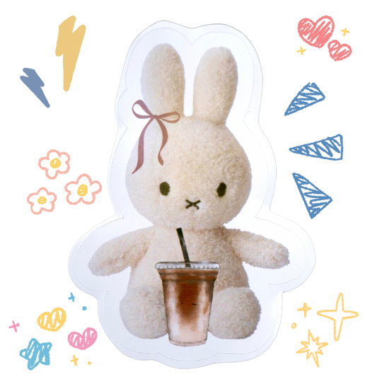 Miffy + Iced Coffee - Glossy Sticker