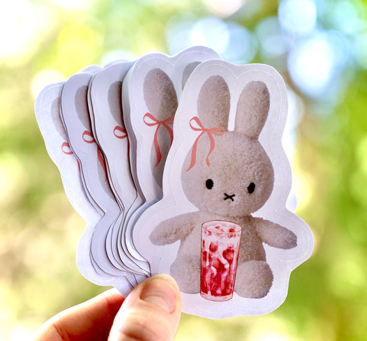 Miffy + Pink Drink - Glossy Sticker