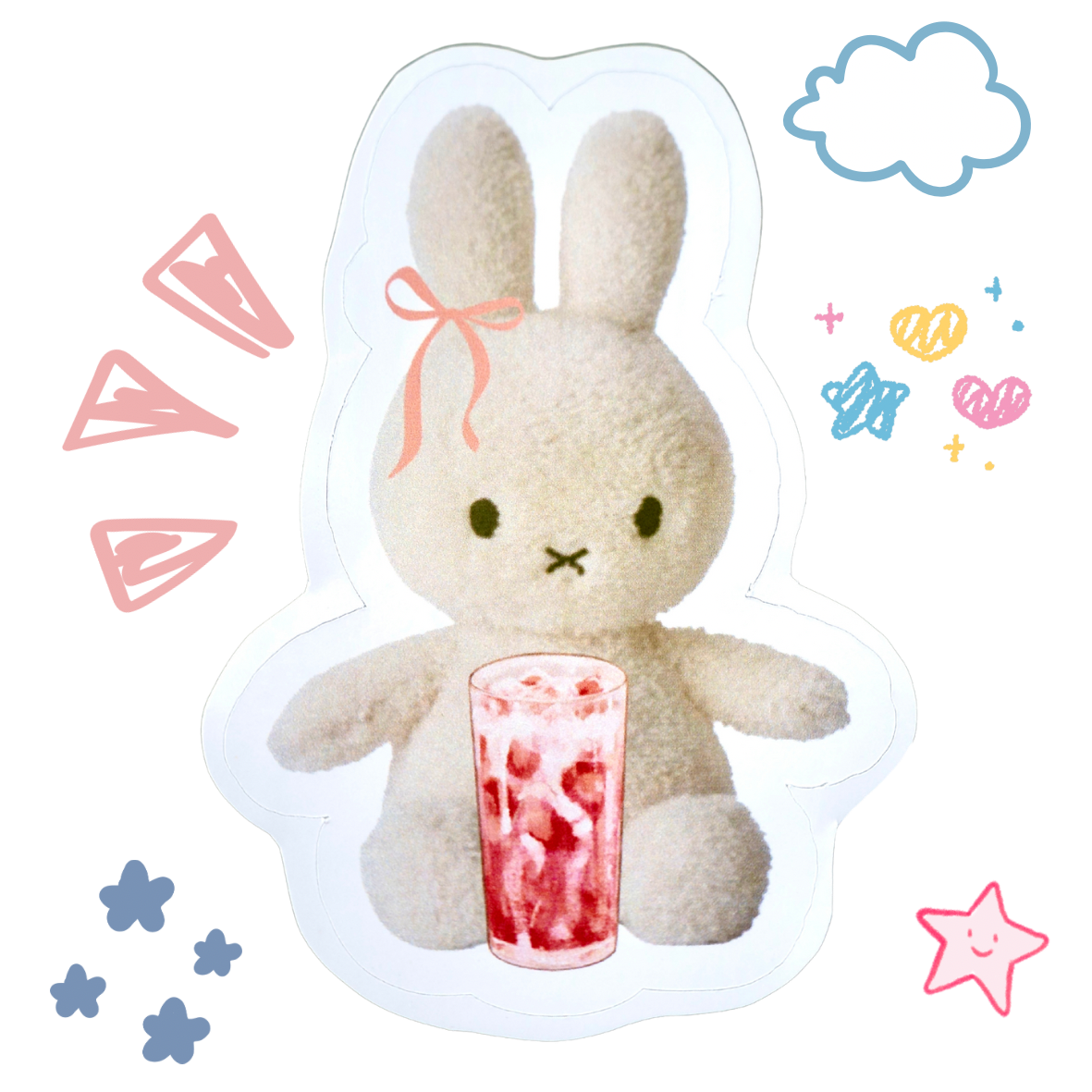 Miffy + Pink Drink - Glossy Sticker