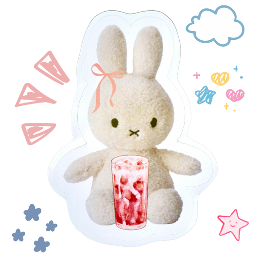 Miffy + Pink Drink - Glossy Sticker