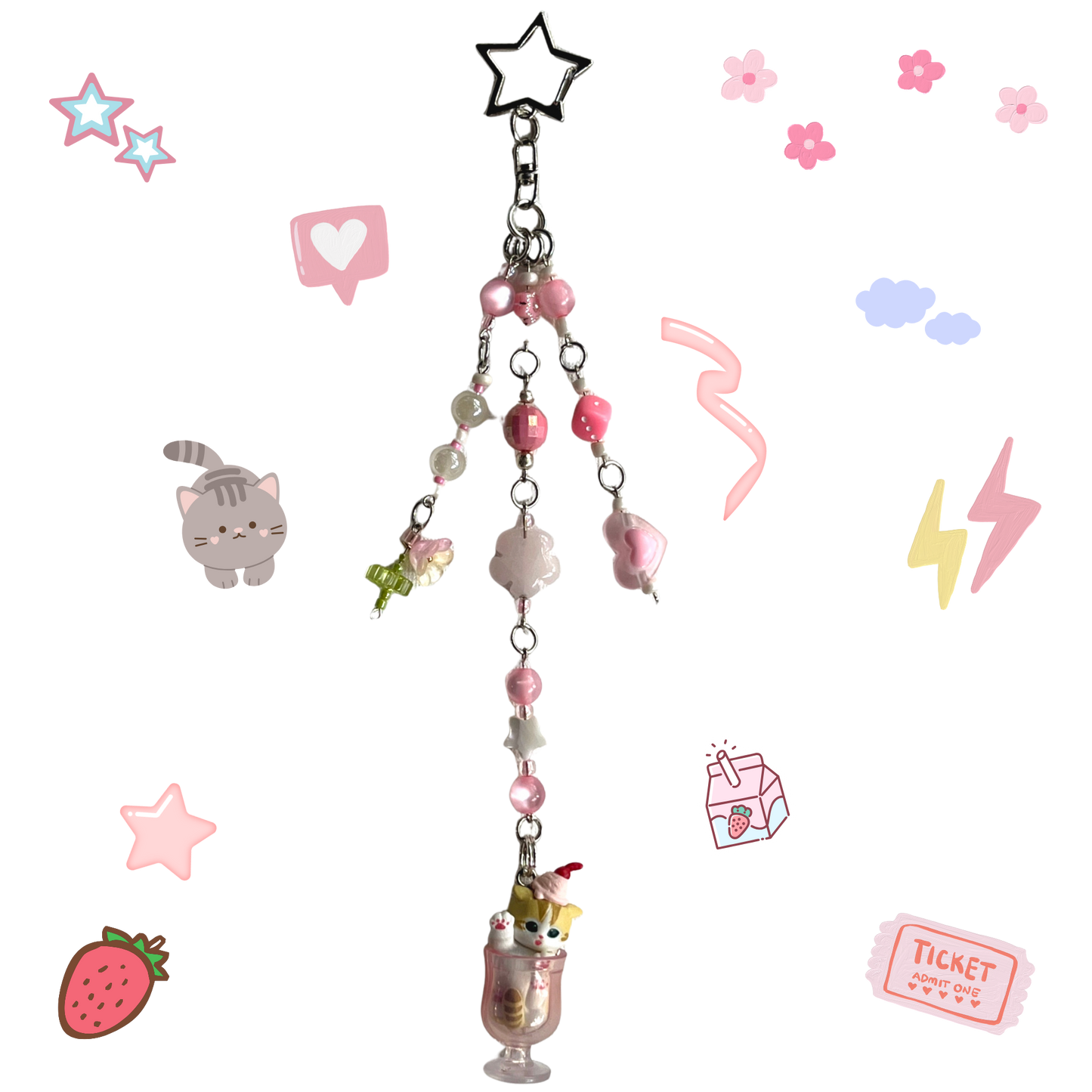 Mofusand Soda Keychain - Pink
