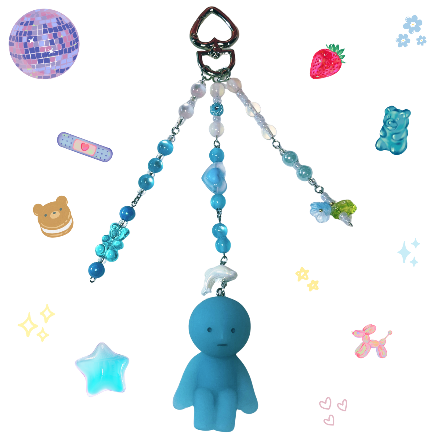 Authentic Smiski Keychain - Blue Toilet Series