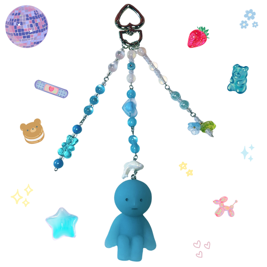 Authentic Smiski Keychain - Blue Toilet Series