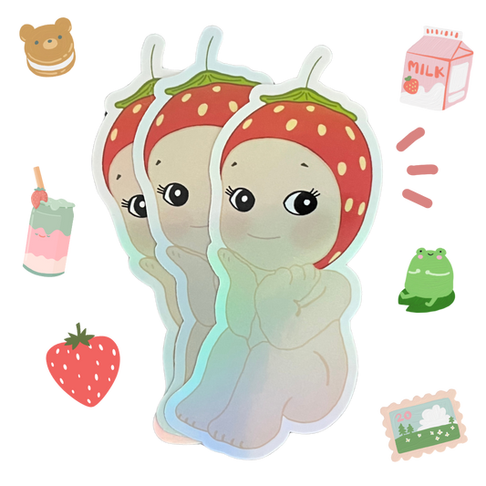 Strawberry Angel - Holographic Sticker